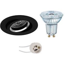 Foto van Led spot set - osram parathom par16 940 36d - pragmi aerony pro - gu10 fitting - dimbaar - inbouw rond - mat zwart -