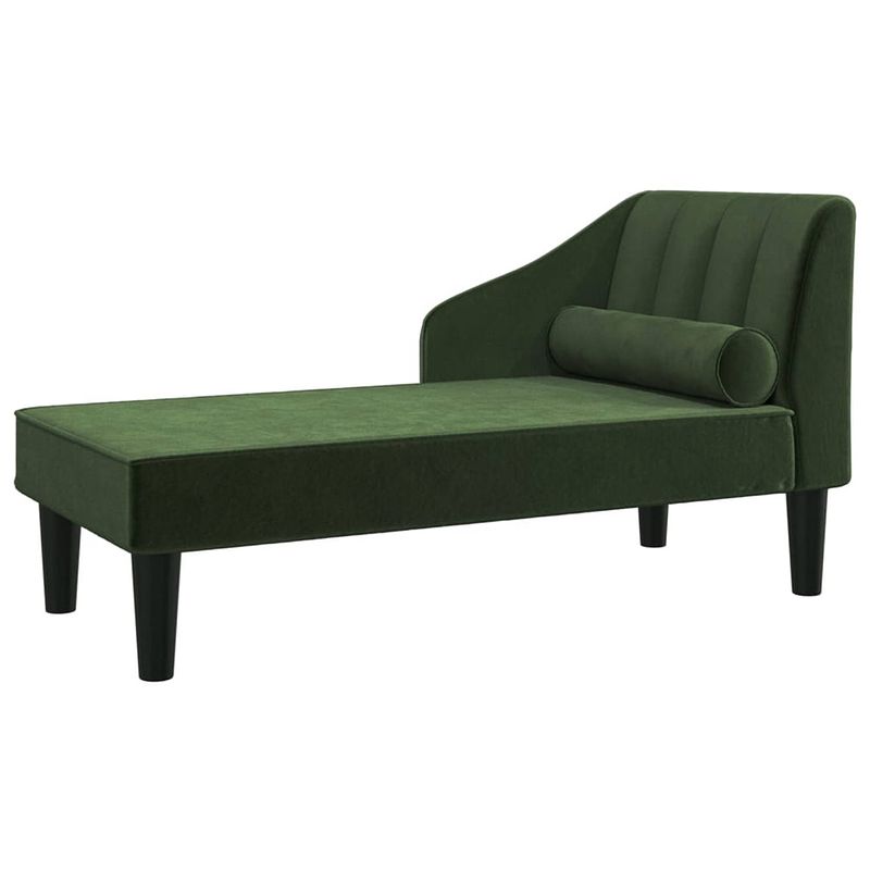 Foto van The living store chaise longue - donkergroen fluweel - 120 x 57 x 63 cm - comfortabele zitting