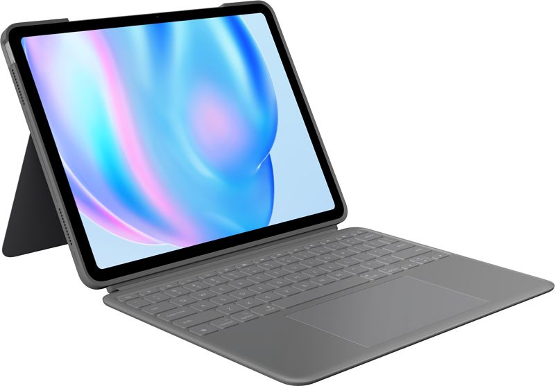 Foto van Logitech combo touch apple ipad air 13" (2024) toetsenbord hoes qwerty grijs