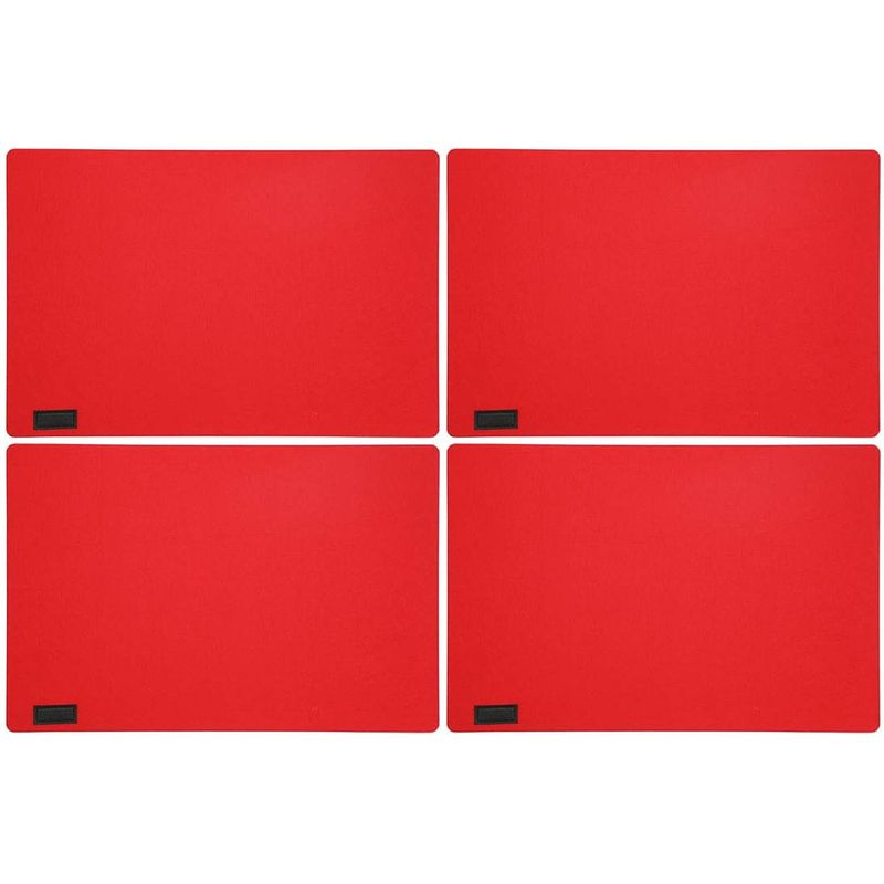 Foto van 6x stuks rechthoekige placemats met ronde hoeken polyester rood 30 x 45 cm - placemats
