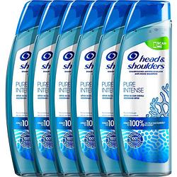Foto van Head & shoulders pure intense hoofdhuid detox anti-roos shampoo - voordeelverpakking 6 x 250ml