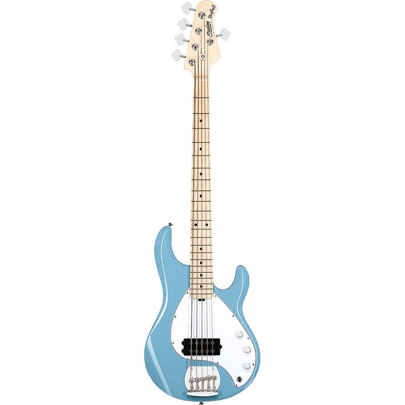 Foto van Sterling by music man stingray ray 5 chopper blue 5-snarige elektrische basgitaar