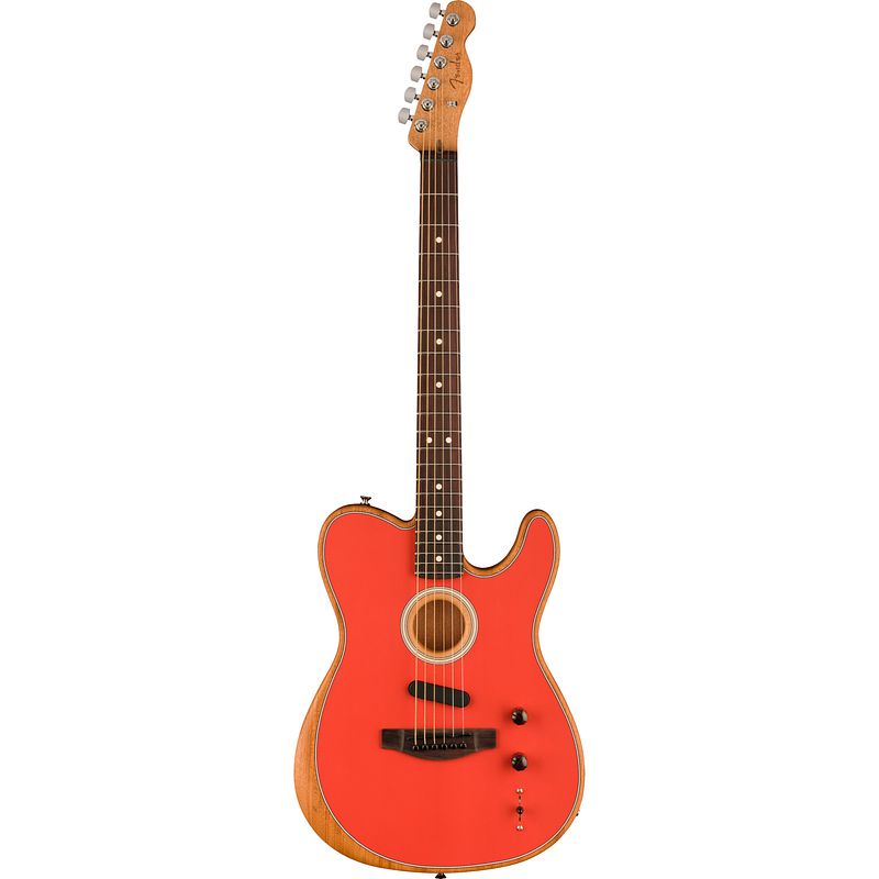 Foto van Fender limited edition acoustasonic player telecaster rw fiesta red met gigbag