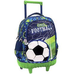 Foto van Must trolley rugzak football 30 liter polyester blauw/groen