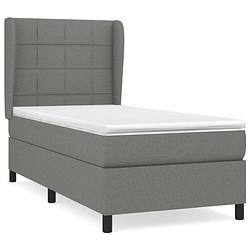 Foto van The living store boxspringbed - donkergrijs - 193 x 93 x 118/128 cm - duurzaam - verstelbaar hoofdbord - pocketvering