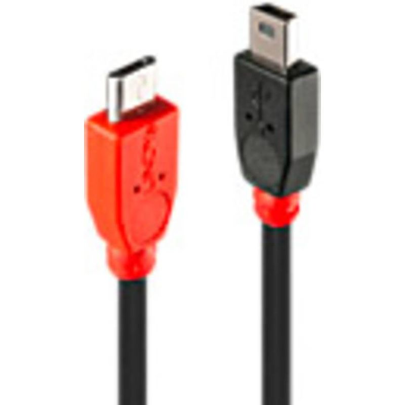 Foto van Lindy usb-kabel usb 2.0 usb-micro-b stekker, usb-mini-b stekker 2.00 m zwart met otg-functie 31719