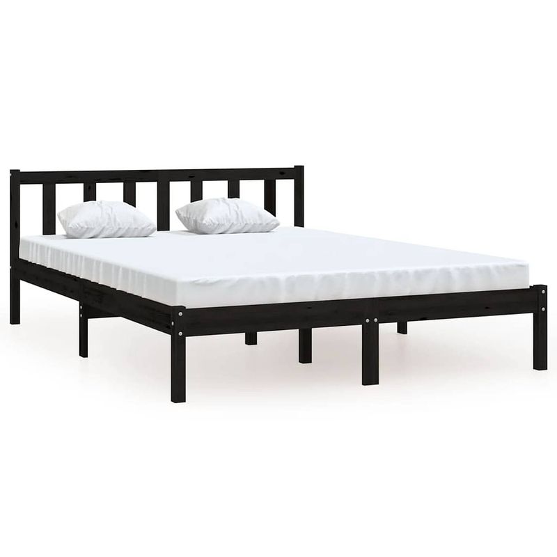 Foto van The living store bedframe - massief grenenhout - 160x200 cm - zwart