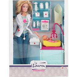 Foto van Toi-toys tienerpop lauren deluxe dokter meisjes 26 cm 16-delig