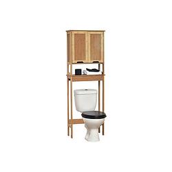 Foto van Gebor - design bamboe en mdf toiletrek met 2 deuren + 1 plank binnenin - mahe - 173x60x21cm - toiletrek - wc rek