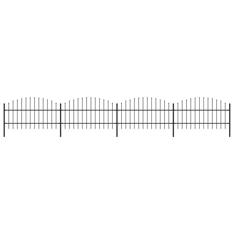 Foto van Vidaxl tuinhek met speren bovenkant (0,75-1)x6,8 m staal zwart