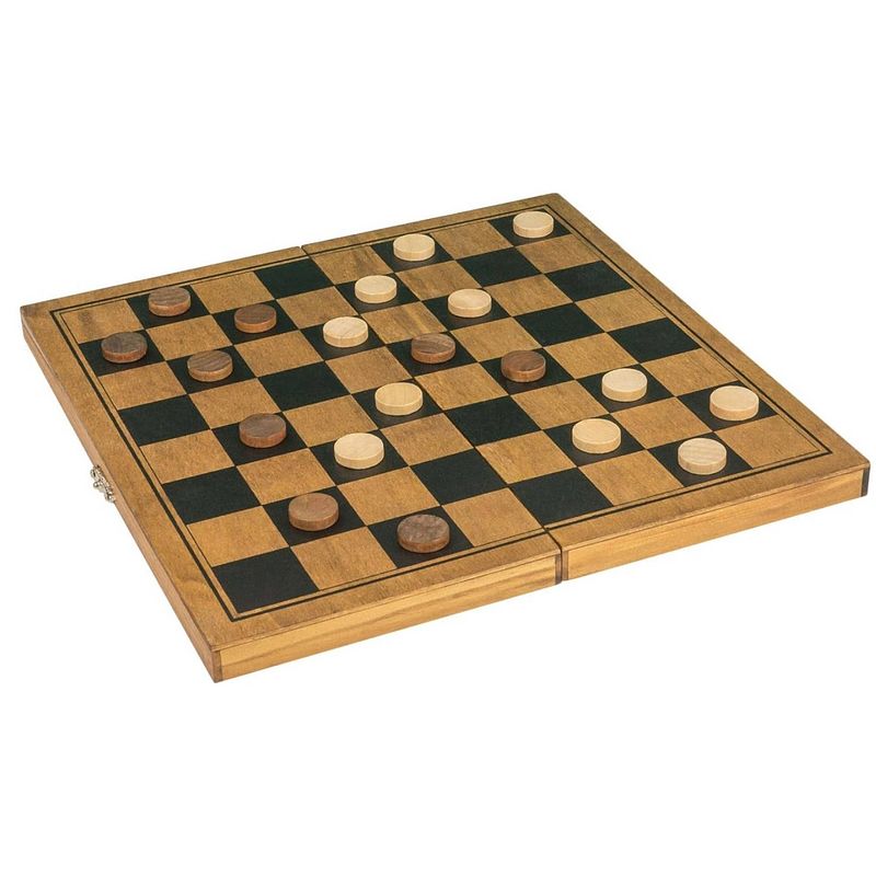 Foto van Professor puzzle damspel draughts 29 x 29 cm hout bruin