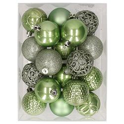 Foto van 37x stuks kunststof kerstballen lichtgroen 6 cm glans/mat/glitter mix - kerstbal