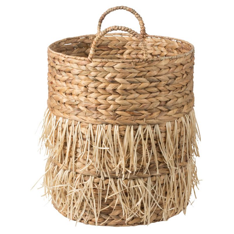 Foto van Compactor mand 36 x 41 cm wateryacinth/jute beige