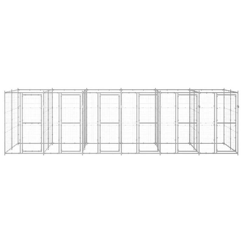 Foto van The living store hondenkennel - gegalvaniseerd staal - 660x220x180 cm - met vergrendelingssysteem