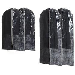 Foto van Set van 4x stuks kledinghoezen grijs 135/100 cm inclusief kledinghangers - kledinghoezen