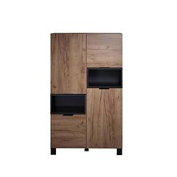 Foto van Kendo dressoir 4 deuren, 2 planken, eik decor, zwart mat.
