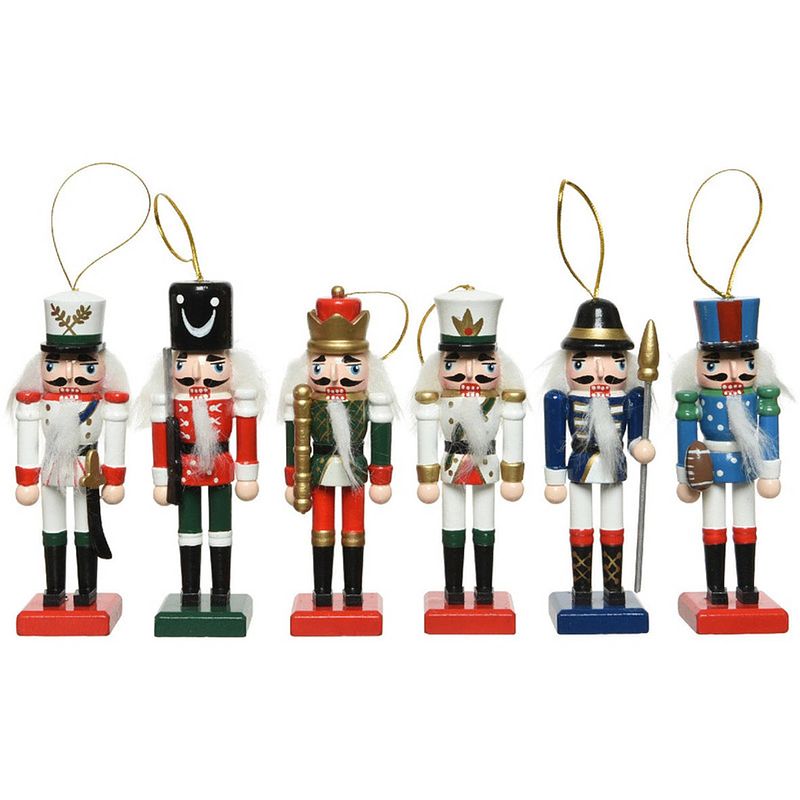 Foto van 6x kerstboomhangers notenkrakers poppetjes/soldaten 12 cm kerstversiering - kersthangers