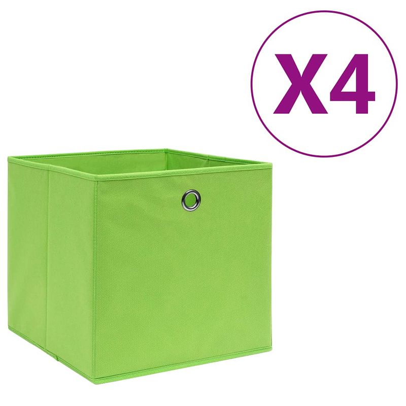 Foto van Vidaxl opbergboxen 4 st 28x28x28 cm nonwoven stof groen