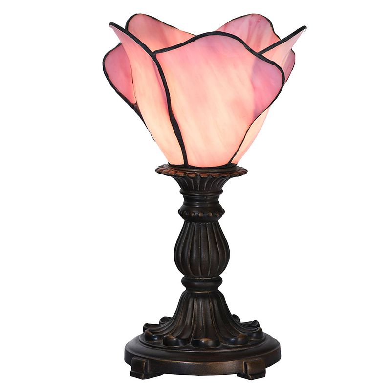 Foto van Haes deco - tiffany tafellamp roze ø 20x30 cm fitting e14 / lamp max 1x25w