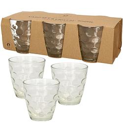 Foto van 12x stuks transparante waterglazen/drinkglazen cirkels relief 300 ml van glas - drinkglazen