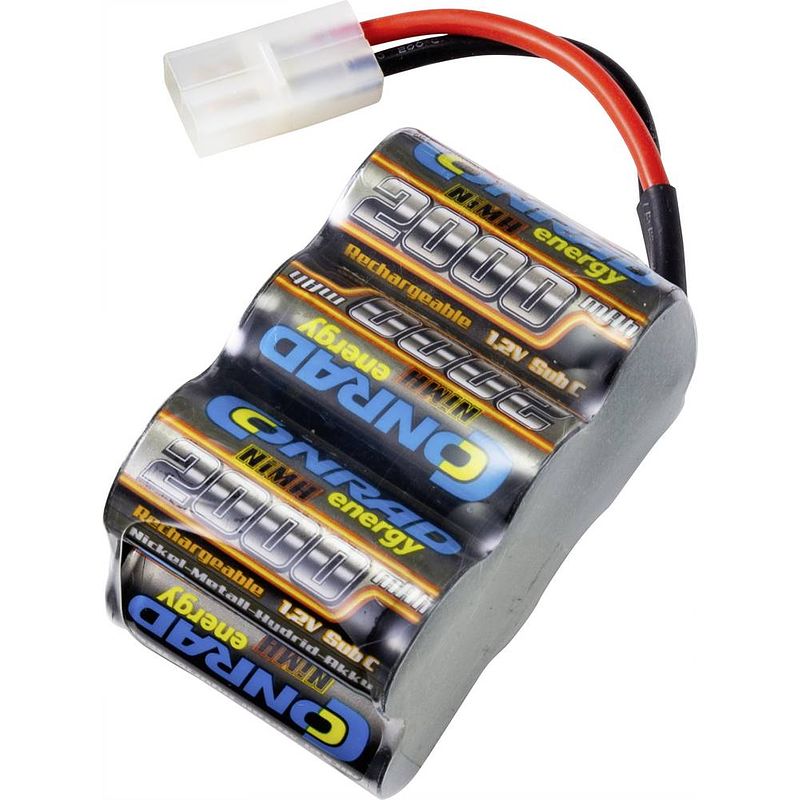 Foto van Conrad energy nimh accupack 7.2 v 2000 mah aantal cellen: 6 block tamiya-stekker