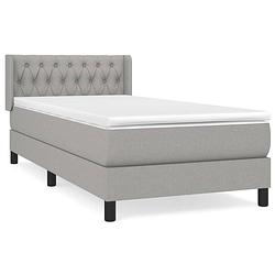 Foto van The living store boxspringbed - comfort - bed - 203x103x78/88 cm - lichtgrijs - pocketvering matras - middelharde