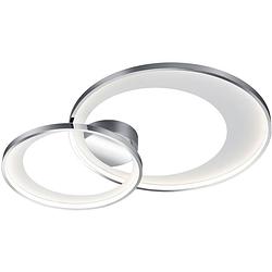 Foto van Led plafondlamp - trion granity - 36w - warm wit 3000k - dimbaar - ovaal - mat chroom - aluminium