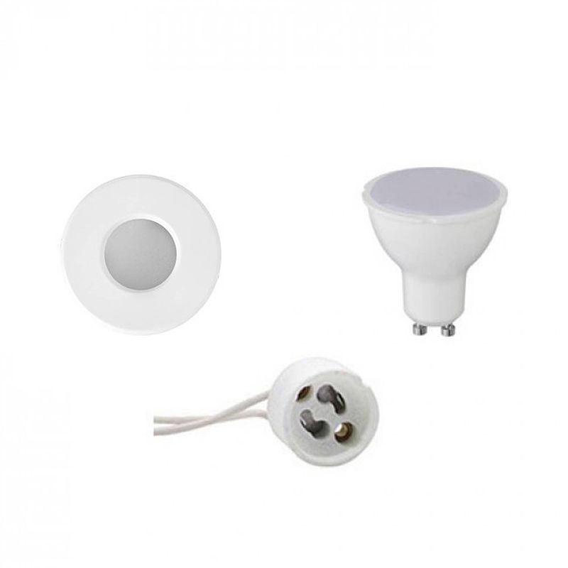 Foto van Led spot set - aigi - gu10 fitting - waterdicht ip65 - inbouw rond - mat wit - 6w - helder/koud wit 6400k - ø82mm