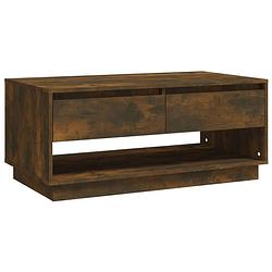 Foto van The living store banktafel - salontafel - 102.5 x 55 x 44 cm - gerookt eiken