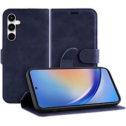 Foto van Just in case premium wallet case voor samsung a35 telefoonhoesje blauw