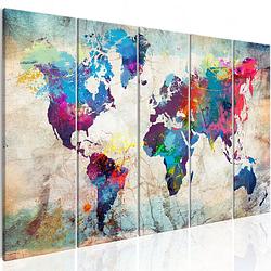 Foto van Artgeist world map cracked wall canvas schilderij