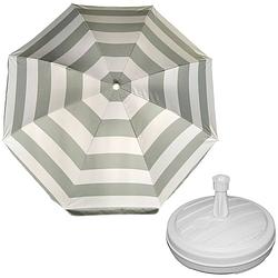 Foto van Parasol - zilver/wit - d120 cm - incl. draagtas - parasolvoet - 42 cm - parasols