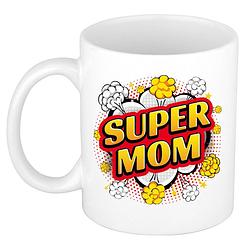 Foto van Super mom cadeau mok / beker wit pop-art stijl 300 ml - feest mokken