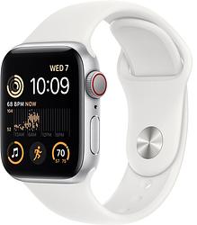 Foto van Apple watch se (2022) 4g 40mm zilver aluminium witte sportband