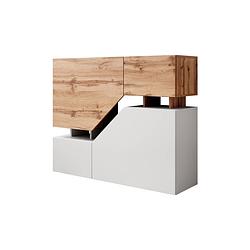 Foto van Meubella dressoir canberra - eiken - wit - 120 cm