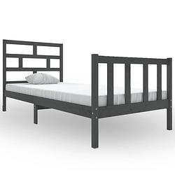 Foto van The living store bedframe - 205.5 x 105.5 x 69.5 cm - grijs - massief grenenhout