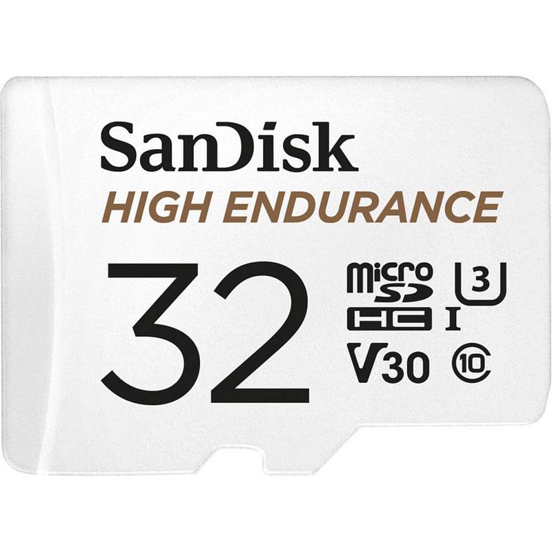 Foto van Sandisk high endurance monitoring microsdhc-kaart 32 gb class 10, uhs-i, uhs-class 3, v30 video speed class incl. sd-adapter