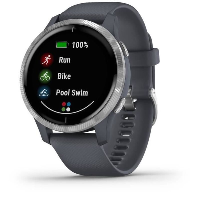 Foto van Garmin venu - gps-smartwatch met amoled-scherm - zilver / granietblauw