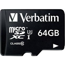 Foto van Verbatim pro microsdxc-kaart 64 gb class 10, uhs-i, uhs-class 3 incl. sd-adapter