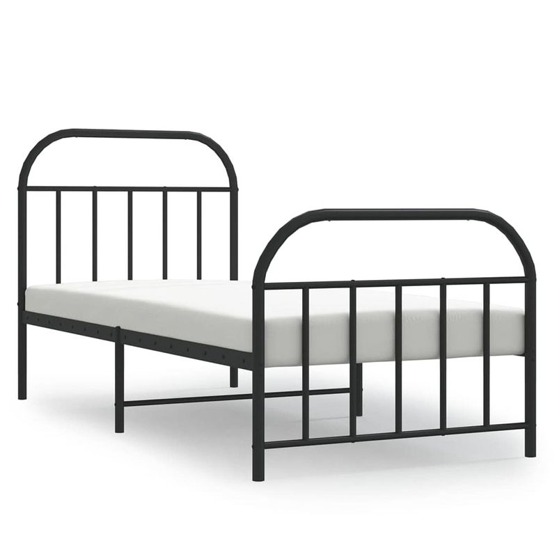 Foto van Vidaxl bedframe met hoofd- en voeteneinde metaal zwart 90x200 cm