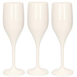 Foto van Set van 6x stuks champagne/prosecco flutes glazen wit 150 ml van onbreekbaar kunststof - champagneglazen