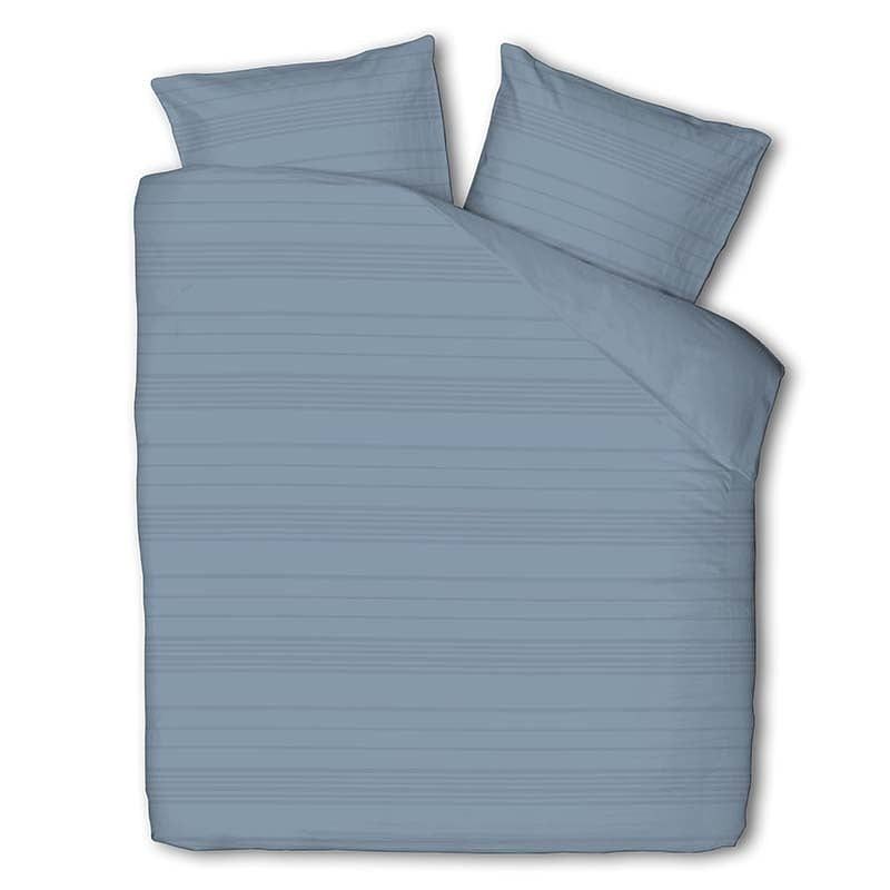 Foto van Luna bedding luna embossed stripes - blauw dekbedovertrek 2-persoons (200 x 220 cm + 2 kussenslopen) dekbedovertrek