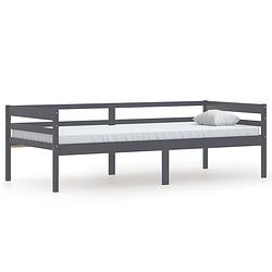 Foto van The living store bedframe grenenhout 200 x 90 x 65 cm - massief - donkergrijs