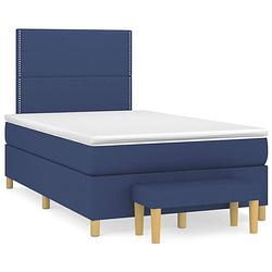 Foto van The living store boxspringbed - blauw - 203 x 120 x 118/128 cm - ademend en duurzaam - verstelbaar hoofdbord -