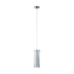 Foto van Eglo pinto nero - hanglamp - 1 lichts - nikkel-mat - zwart-transparent, wit