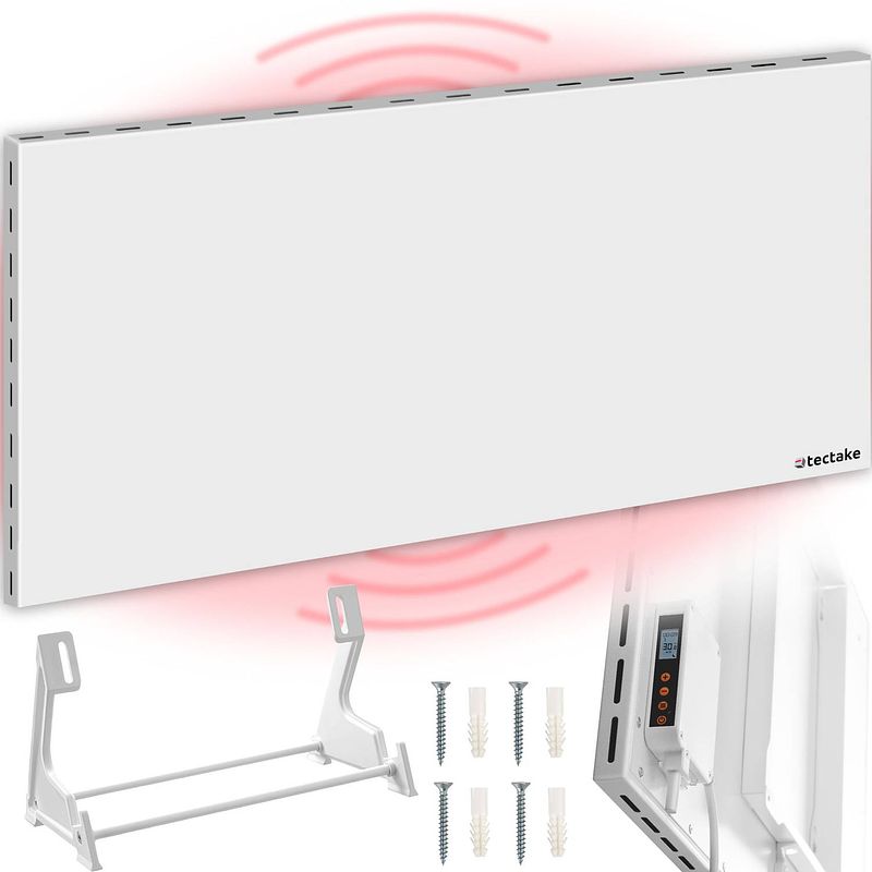 Foto van Tectake® - hybride infraroodpaneel met thermostaat en omval- en overhittingsbeveiliging - 1100 w - 140x2,5x60cm - 405008