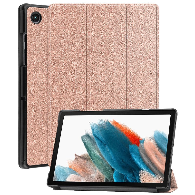 Foto van Basey samsung galaxy tab a8 hoesje kunstleer hoes case cover - rose goud