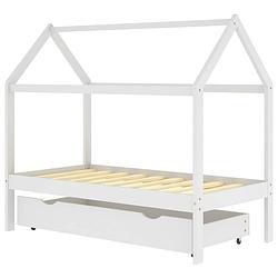 Foto van The living store kinderbedframe - boomhut-stijl - massief grenenhout - 80x160 cm (wit)