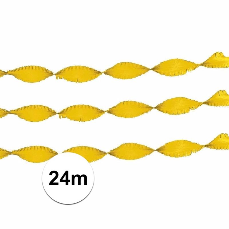 Foto van Crepe papier slinger geel 24 meter - feestslingers
