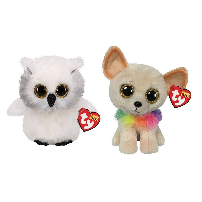 Foto van Ty - knuffel - beanie boo's - ausitin owl & chewey chihuahua